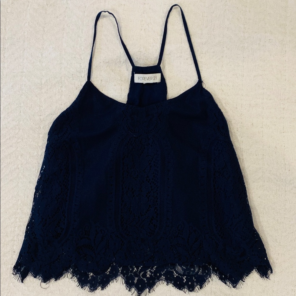 Navy blue lace tank top